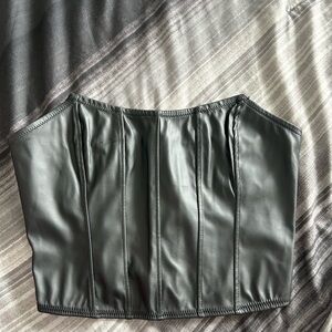 SHEIN Black Faux Leather Crop Top